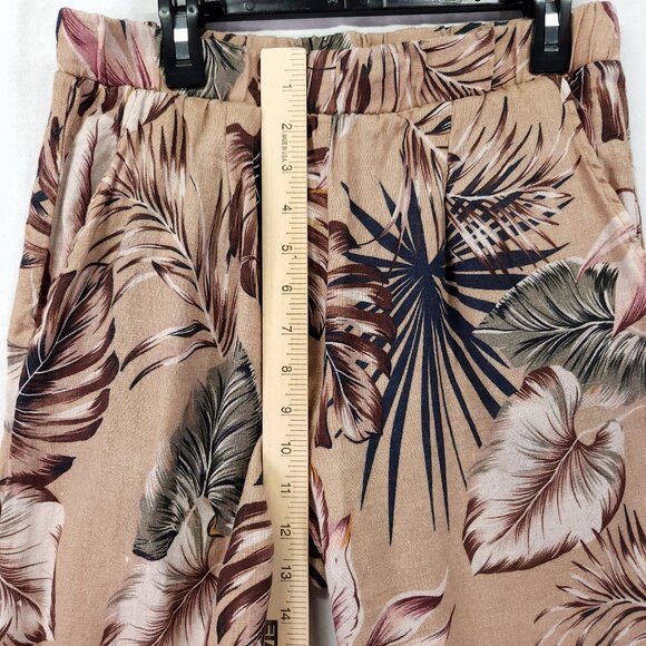 Elie Tahari 100% Linen Cropped Wide Leg Pants Size Small Tropical Beige - Picture 4 of 13